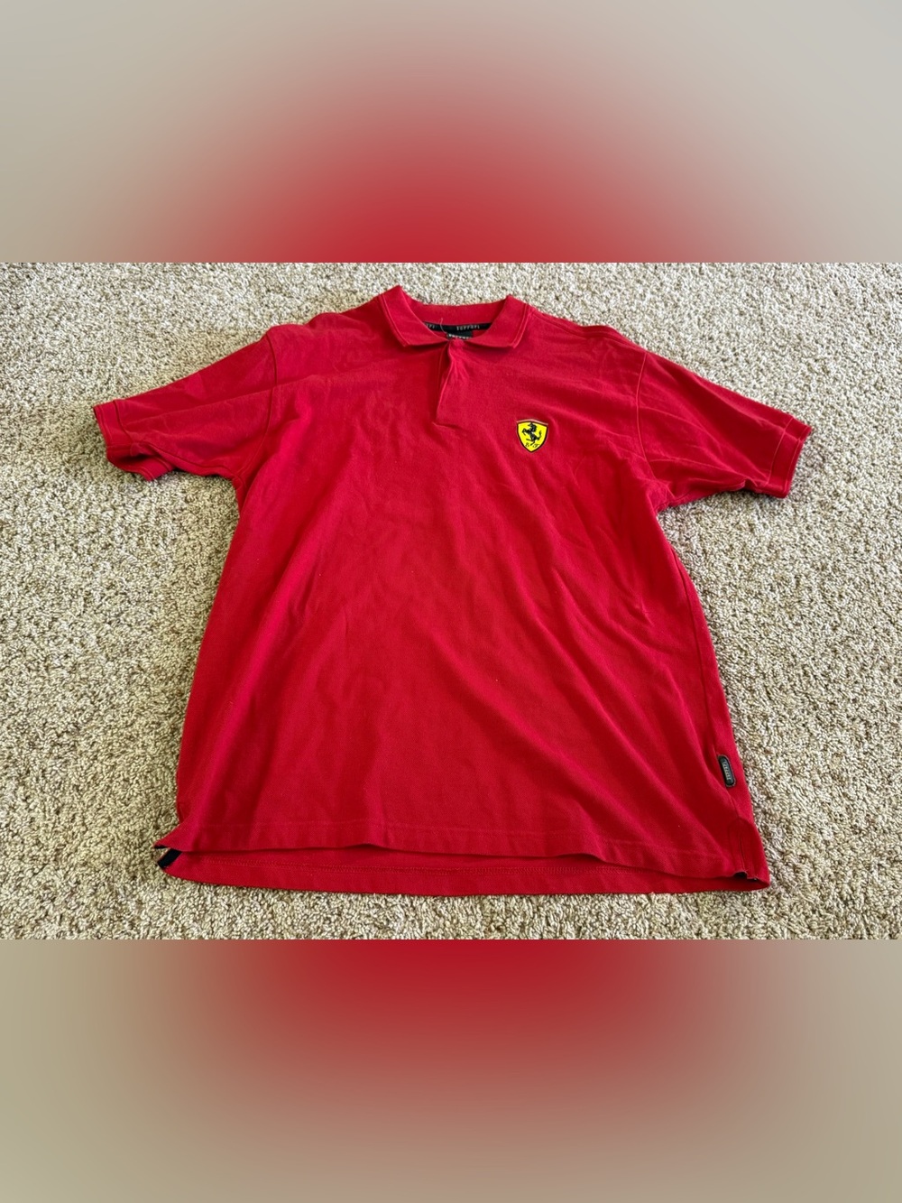 Ferrari Red Short-Sleeve Polo with Shield Patch